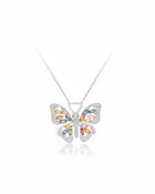 14KT WHITE GOLD INFINITY COLORS BUTTERFLY PENDANT