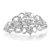 Art Deco Wedding Barrette with Clear Austrian Crystals Vintage Style