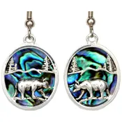 Abalone Inlay Silver-Plated Bear Earrings