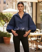 Lilia Oversized Balloon Sleeve Blouse- ST724