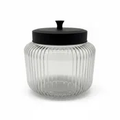 108 OZ RIBBED JAR W/ BLACK METAL LID