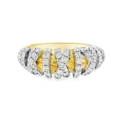 0.8 ct Round Briliant Cut Diamond 14K Yellow Gold X Ring
