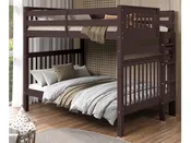 Bedz King Full Over Full End Ladder Bunk Bed in Dark Cherry