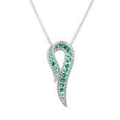 Asymmetrical Emerald and Diamond Pendant