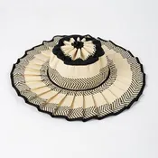 Boho Checkered Straw Hat Foldable Beach Sun Hat