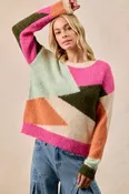 BiBi Multi Color Block Sweater Top