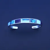 #11418 Supersmith / David Rosales Shalako Inlay &amp;amp; Sterling Silver Tapered Cuff Bracelet