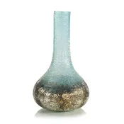 Aqua Gold Textured Glass Vase