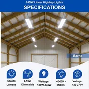LED Linear High Bay Light – 160W/240W/320W, CCT