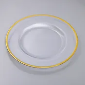 China- glass charger with the gold rim - Party Rentals San Diego