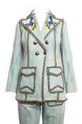 GUCCI Denim Studded Embroidery Detailed Suit (Sz.44/8)