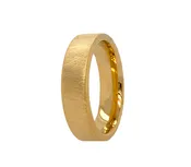 7mm, Custom Made, Flat Shaped, Solid Yellow Gold Ring with Hand Brushed Exterior