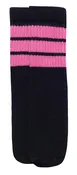 Kids Black tube socks with Bubblegum Pink stripes style 1