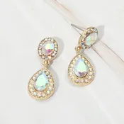 AB Crystal Teardrop Little Girls & Formal Earrings on Gold |  697236