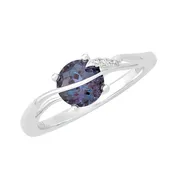 14kt White gold Chatham Alexandrite Lab Diamond Ring