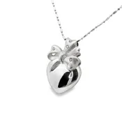 Charming  Diamond Heart Pendant with Bow