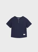 1016 Toddler Boys Henley Cotton Linen Shirt, Ink Navy