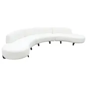 3PC Soho Curved Modular Sectional in White Faux Shearling