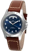 HAMILTON Khaki Field King Day-Date Automatic 40MM Blue Dial Leather Men's Watch H64475540