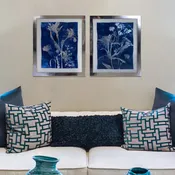 Blue Floral Bouquet Framed Wall Art