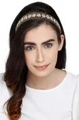 Antique Gold & Multi Floral Velvet Hair Band (ADH9008A)