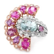 14k 3.00ct Aquamarine Sapphire 1ct Diamond Ring