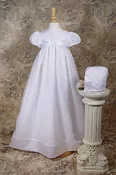 Elegant Heirloom Satin Christening Gown & Bonnet — Lemonllamakidsboutique