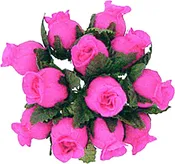 144 Miniature Poly Rose Silk Favor Flower Pick Wedding Shower - Hot Pink