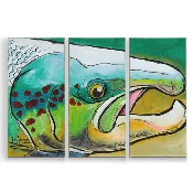 Atlantic Buck Salmon: 3-Piece Metal Box Art