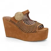 Bruno Menegatti Athina Leather Suede Wedge Sandal - Chestnut
