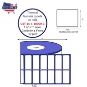 1.5'' x 1'' 2 wide Thermal Transfer/Inkjet Labels on a 3 ''Core 8 ''OD