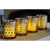 12pc Glass Votive Candle Holders, Gold