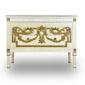 2 Drawer Sideboard White Finish Gold Leaf