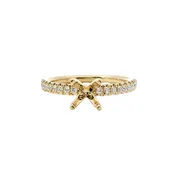 14K Gold Yellow Diamond Accented Round Engagement Ring - 1/4 CTW Diamond