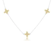 17" Choker Simplicity Chain Sterling Mixed Metal, Classic Beaded Signature Cross Gold