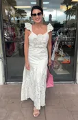 Beige Eyelet Dress