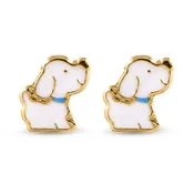 14 Karat Yellow Dog Screw Back Earrings