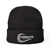 SOBRLIFE Embroidered Knit Beanie - White Logo