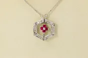 14k White Gold Ruby And Diamond Convertible Necklace
