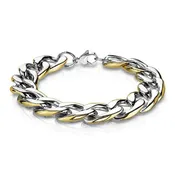 8mm Curb Chain Bracelet Silver Gold PVD Plated Stainless Steel 8-inch