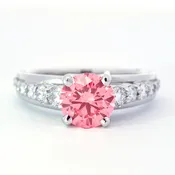 Fancy Vivid Pink 1.54 Carat Round Diamond Engagement Ring 2.13 CTW in Platinum