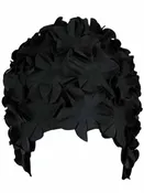 Black Latex Bathing Cap With Petals