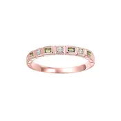 10Kt Rose Gold Diamond 1/10Ctw & Peridot 1/7Ctw Ring