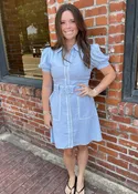 Belted Linen Mini Dress