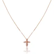 14K Rose gold cross diamond necklace
