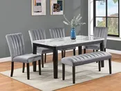 Grey Marble Table & 4 Velvet Chairs