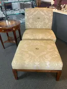 Baker Accent Chair & Ottoman Damask Fabric