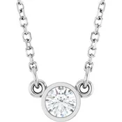 14K Rose 1/10 CT Natural Diamond Solitaire Necklace