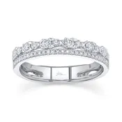 14K White Gold 0.43 Carat Diamond Floating Double Wedding Band