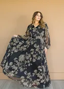 Adoria Black Floral Velvet Maxi - DM Exclusive - Restocked - Maternity Friendly